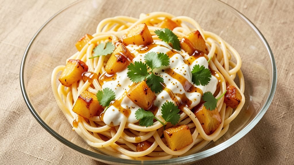 Sweet Spaghetti Salad Recipe: Caramelized Pineapple and Creamy Herb Twist