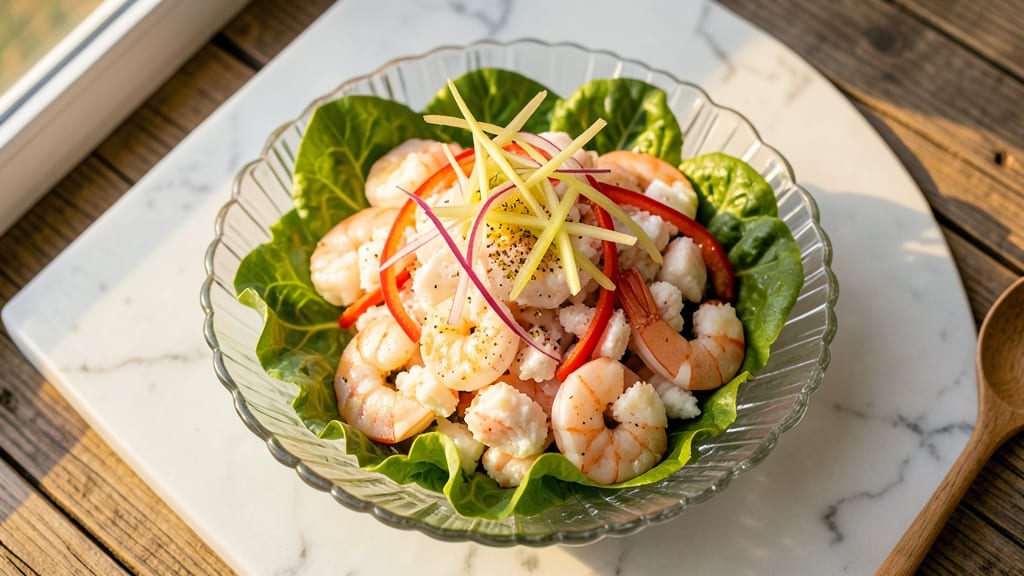 Cold Seafood Salad Recipe With Crabmeat and Shrimp: Crisp Celery Crowns and Zesty Lemon-Lime Dressing