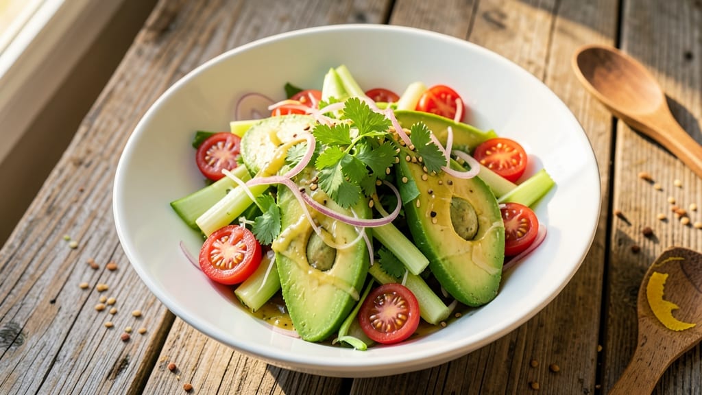 Chunky Avocado Salad Recipe: Creamy Herb Dressing With Crunchy Celery Crowns