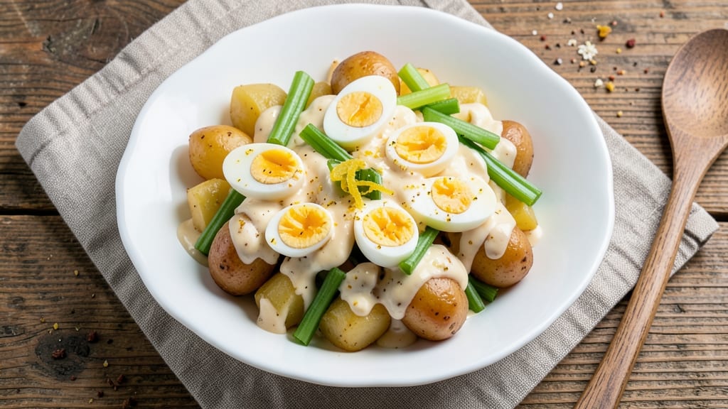 Traditional Potato Salad Recipe With Mayonnaise and Eggs: Old-Fashioned Creaminess With Crunchy Celery Crowns