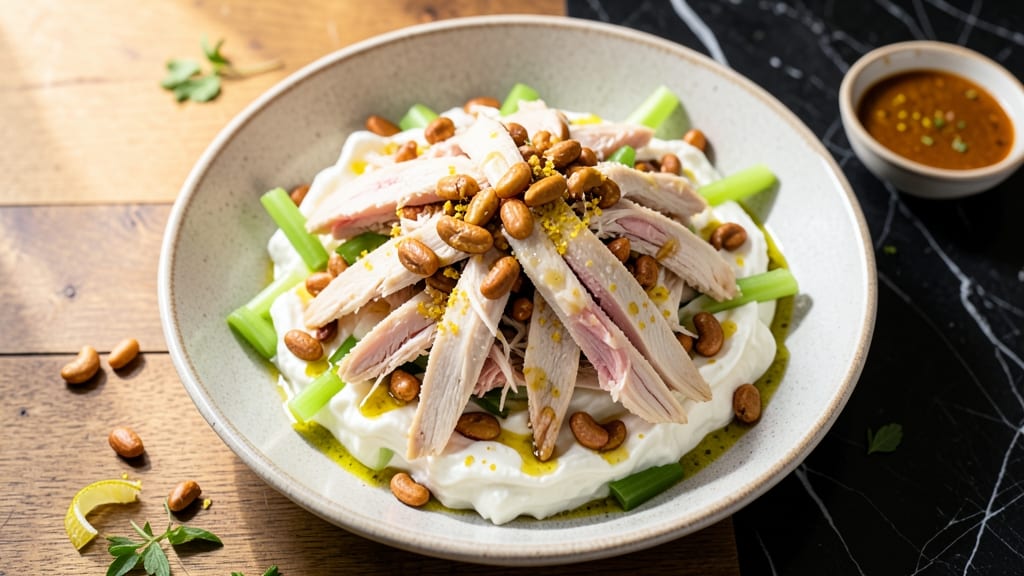 Cashew Chicken Salad Good Earth Recipe: Crunchy Celery Crowns and Nutty Cream Cheese Twist