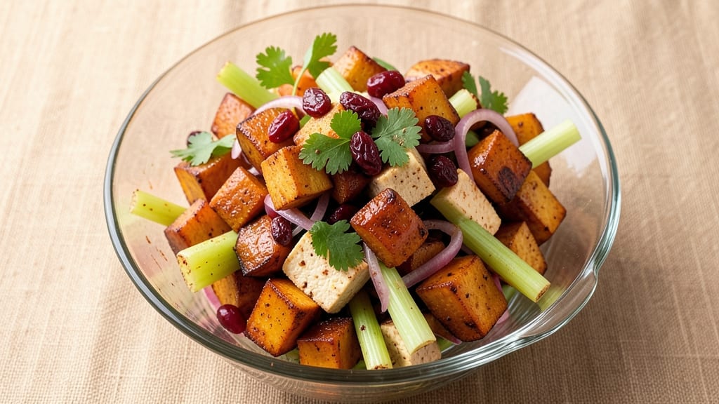 Sweet Potato Yam Salad Recipe: Warm Spiced Cubes and Crunchy Celery Crowns
