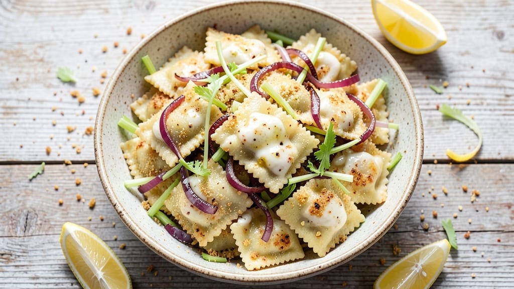 Cheese Ravioli Salad Recipe: No-Mayo Cream Cheese Twist with Celery Crunch