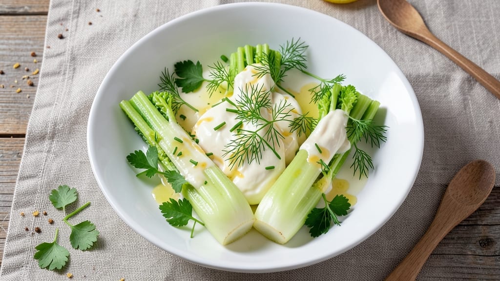Accompaniment Salad Recipe: Crisp Celery Crowns and Herb Cream Cheese Twist