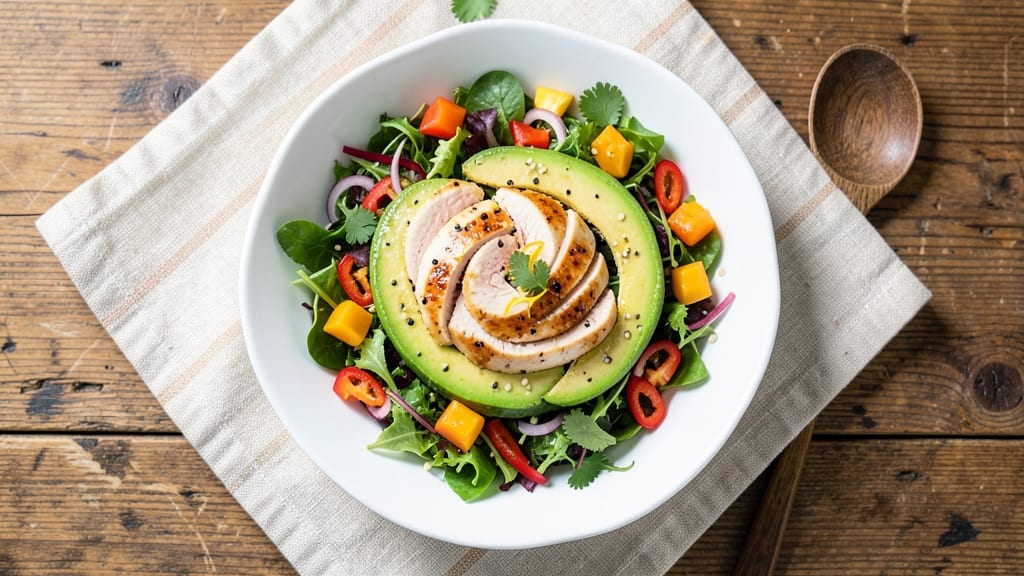Chicken, Avocado, and Mango Salad Recipe: Tropical Crunch With Zesty Lime Vinaigrette