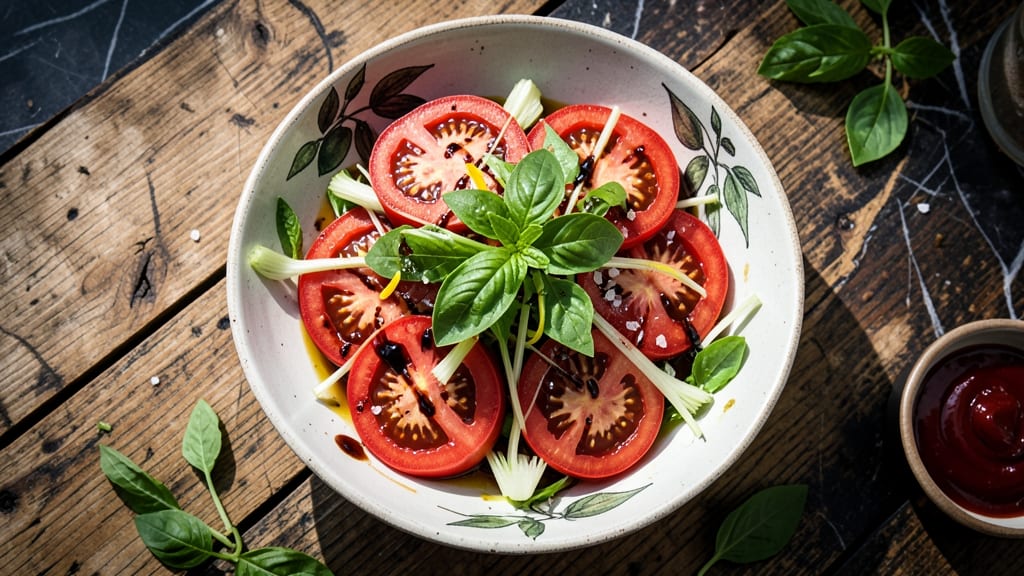 Chiavetta's Tomato Salad Recipe: Balsamic-Glazed Tomatoes and Crisp Celery Crowns