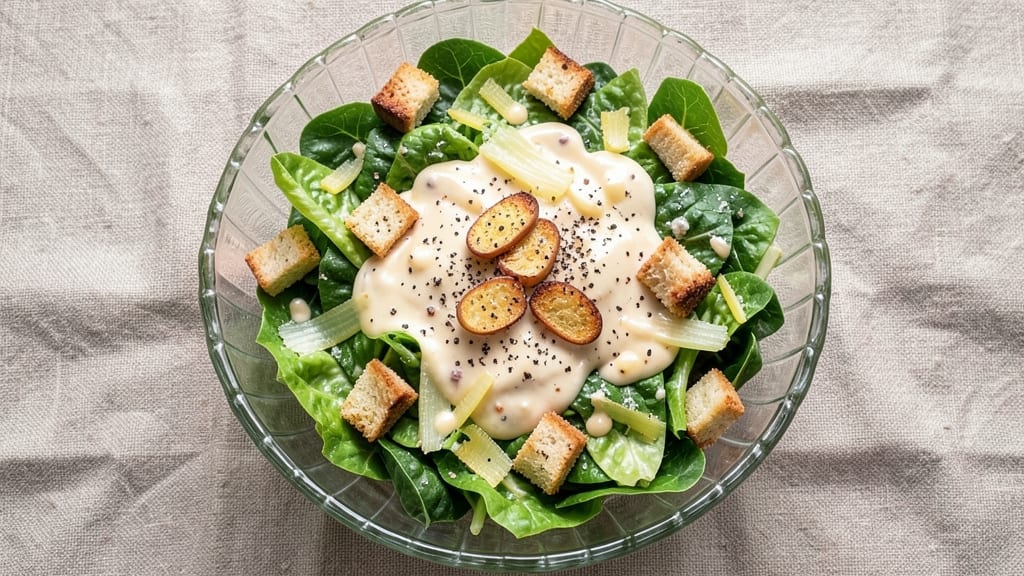 Classic Caesar Salad Recipe Ingredients for 6 Servings: Crisp Celery Crowns and Zesty Garlic-Anchovy Twist