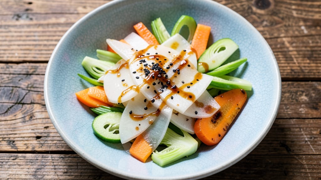 Chinese Radish Salad Recipe: Crisp Celery Crowns and Peppery Sesame Zing