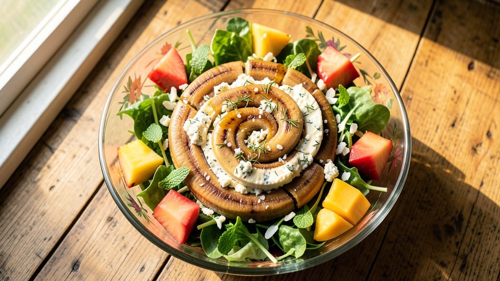 Come Sit at My Table Banana Salad Recipe: Creamy Herb Cheese Twist with Tropical Fruit Zing