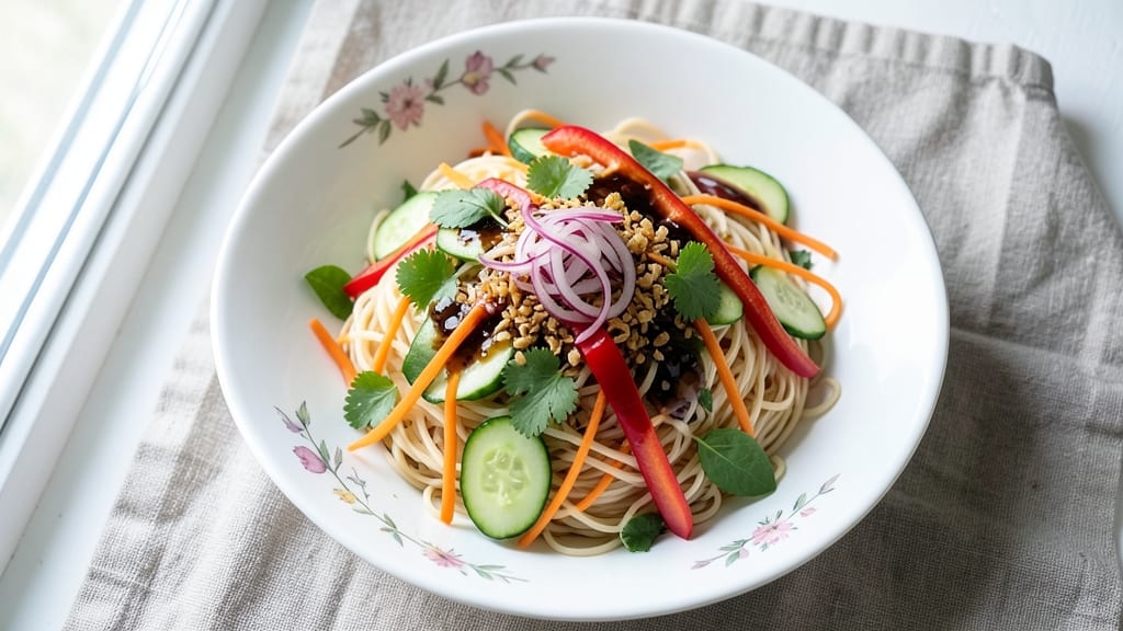 Vegan Asian Salad Recipe: Crispy Rice Noodles and Tangy Peanut-Lime Dressing