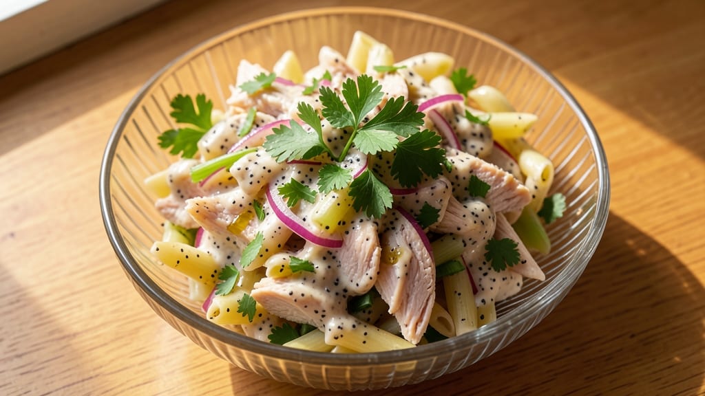 Chicken Pasta Salad Recipe With Poppy Seed Dressing: Nutty Crunch and Creamy Harmony