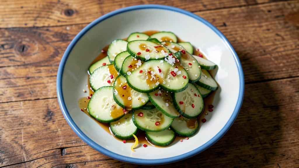 Chinese Style Cucumber Salad Recipe: Crisp Slices With Vinegar and Chili Heat